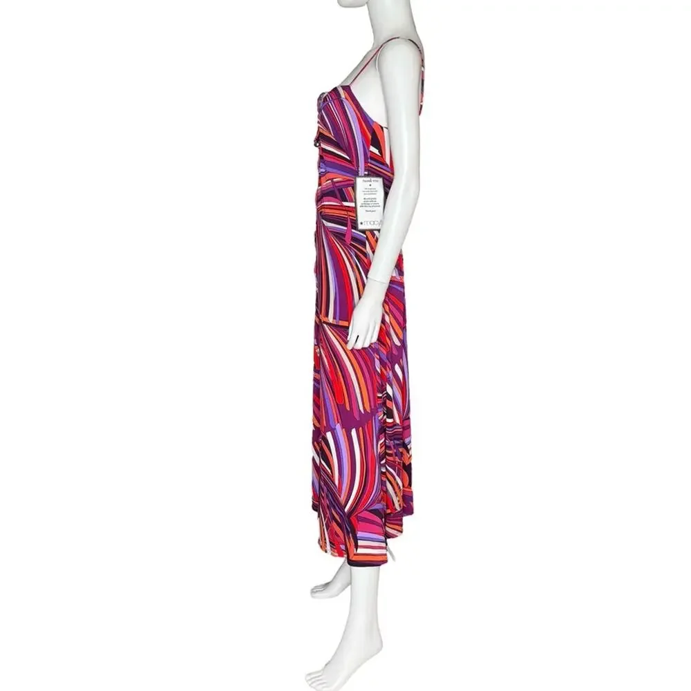 Adrianna by Adrianna Papell Women's Printed Midi Dress Purple Multi NWT - Picture 3 of 7